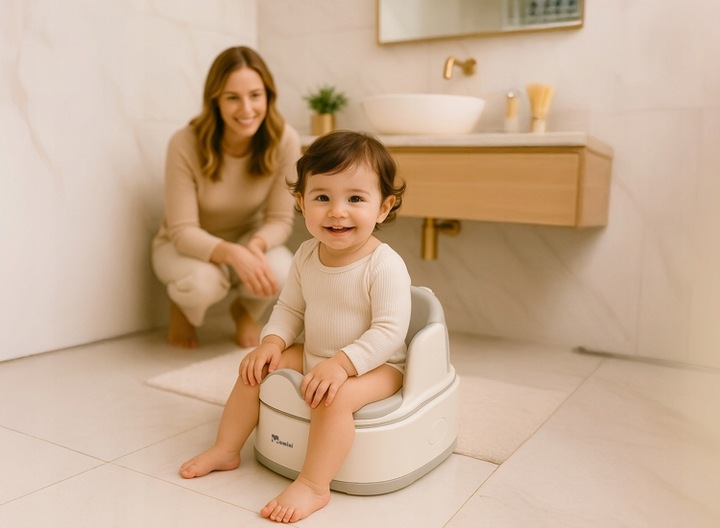 Wielofunkcyjny nocnik dla dzieci 3w1 dla niemowląt Momini Softi beige - obrazek 9