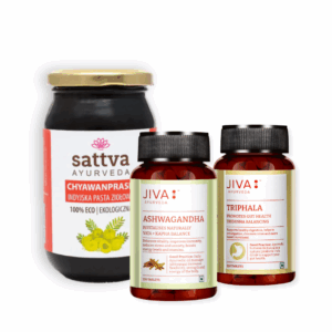 Pierwsze Kroki w Ajurwedzie ASHWAGANDHA TRIPHALA JIVA SATTVA CHYAWANPRASH